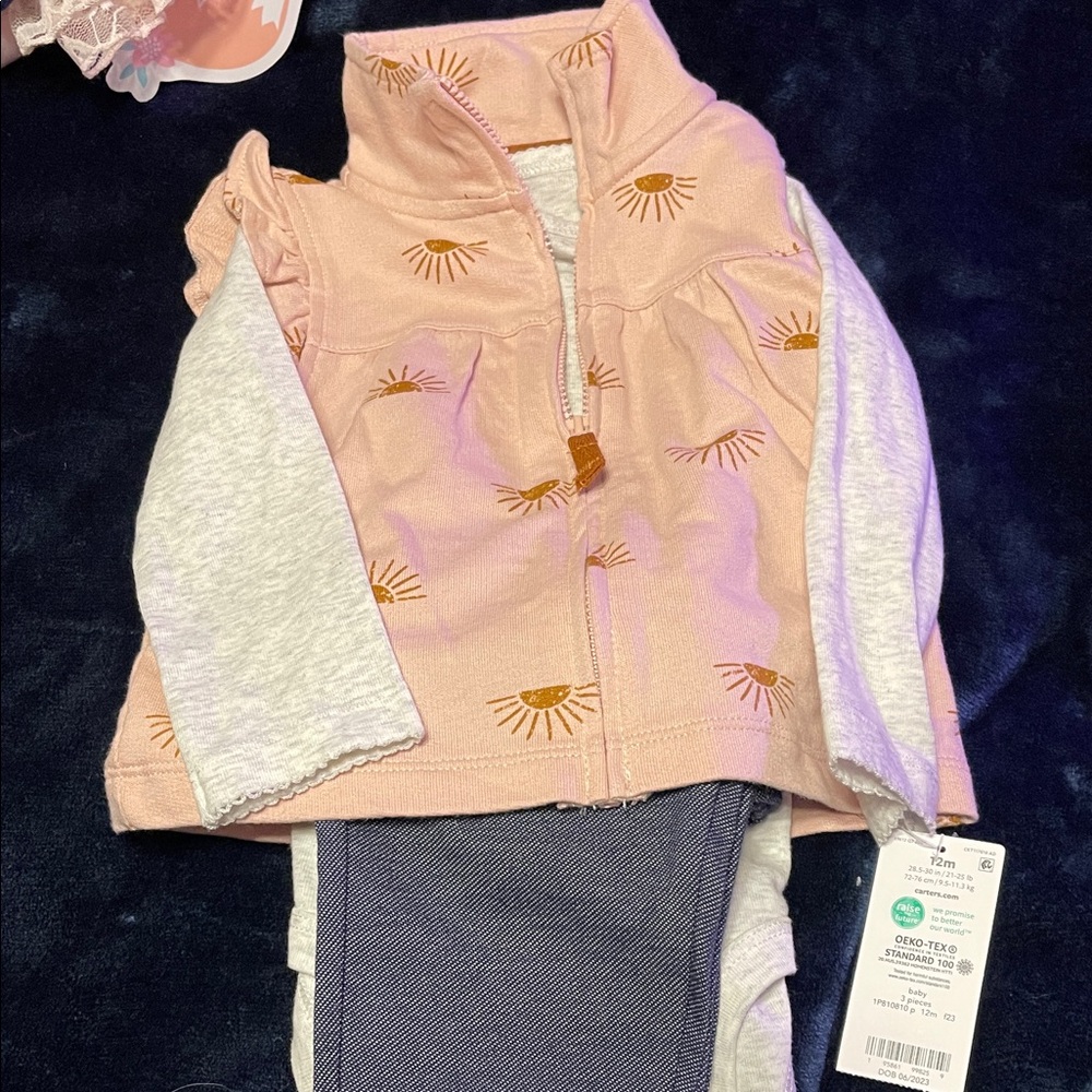 Carter's Pink and White Sun Print Baby Set